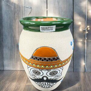 Mexican Pottery Small Vase Drinking Cup Tumbler Ceramic Skeleton Day Of The Dead